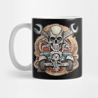 Hotrod skull and badass engine Mug